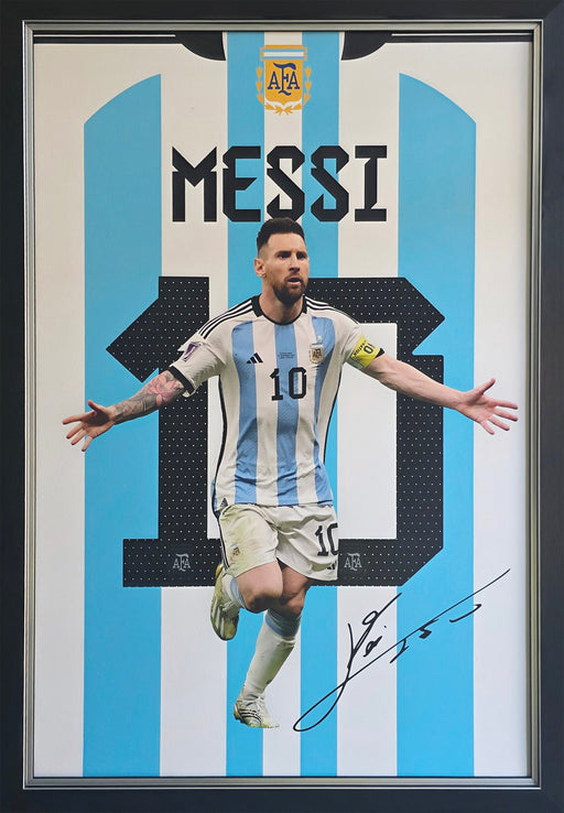 Lionel Messi Team Argentina World Cup 26x38 Textured Print Soccer Memorabilia Collector Frame