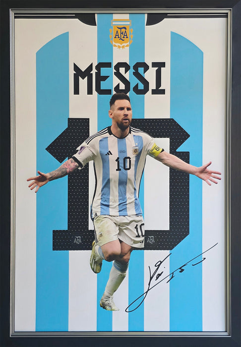 Lionel Messi Team Argentina World Cup 26x38 Textured Print Soccer Memorabilia Collector Frame