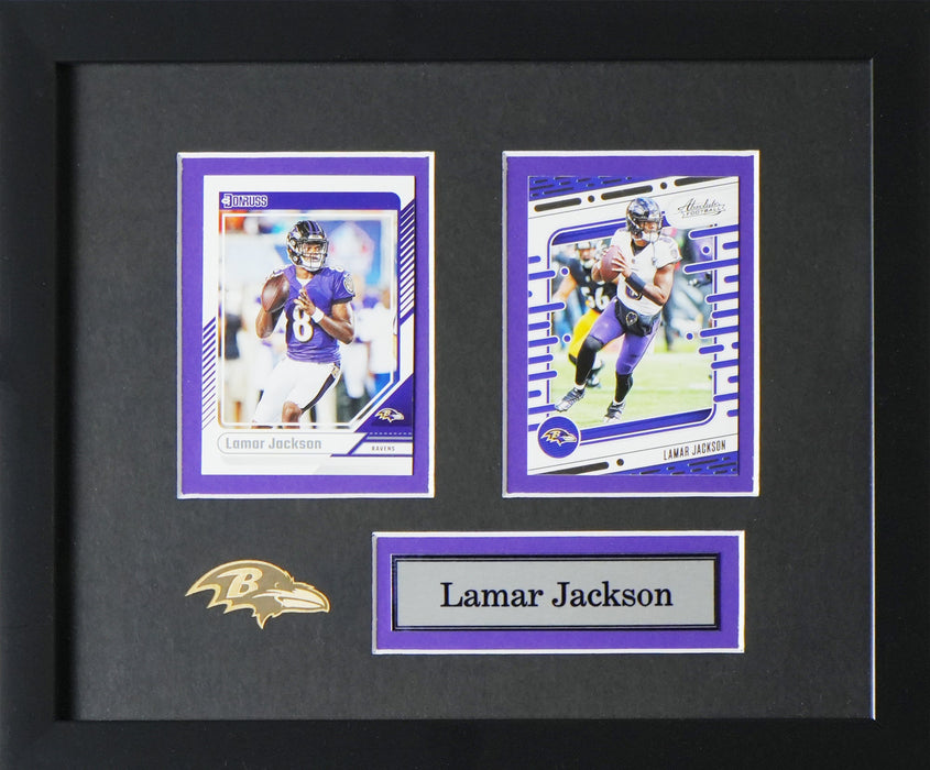 Lamar Jackson Baltimore Ravens 2 Card Football Sports Memorabilia Collector Frame