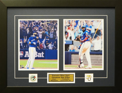 Vladimir Guerrero Jr. & Jose Bautista Bat Flip Toronto Blue Jays Baseball 2 Photo Sports Memorabilia Collector Frame (Color)