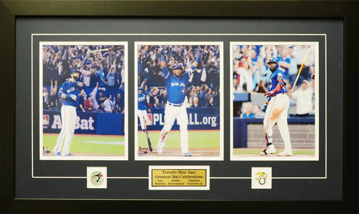 Vladimir Guerrero Jr. Jose Bautista Edwin Encarnacion Toronto Blue Jays Bat Flip Baseball 3 Photo Sports Memorabilia Collector Frame