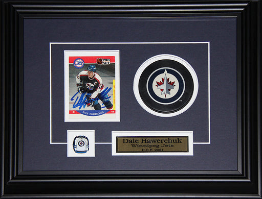 Dale Hawerchuk Winnipeg Jets Signed Card with puck Hockey Collector Frame