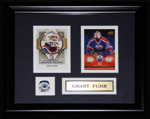 Grant Fuhr Edmonton Oilers 2 Card Hockey Memorabilia Collector Frame