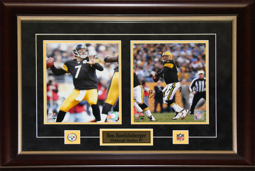 Ben Roethlisberger Pittsburgh Steelers Signed 2 Photo Football Frame