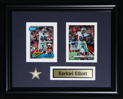 Ezekiel Elliott Dallas Cowboys Football Memorabilia Collector 2 Card Frame