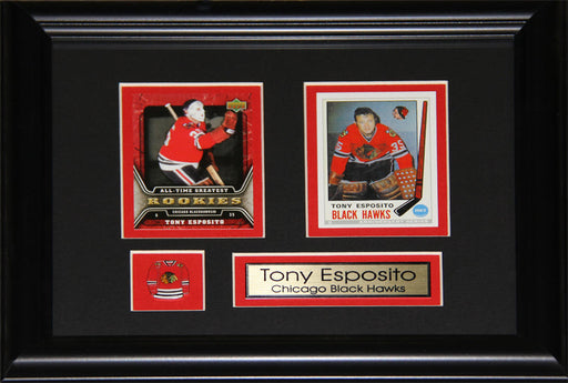 Tony Esposito Chicago Blackhawks 2 Card Hockey Memorabilia Collector Frame
