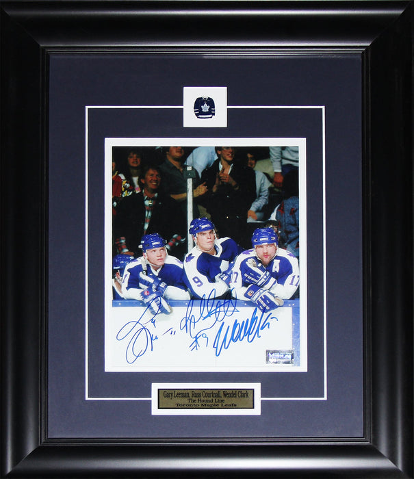 Toronto Maple Leafs Gary Leeman Russ Courtnall Wendel Clark Signed 8x10 Hockey Frame