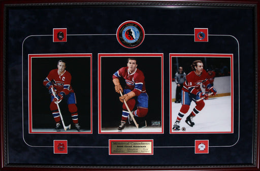 Montreal Canadiens 3 Photo with puck Signed by Maurice Richard Jean Beliveau Guy Lafleur