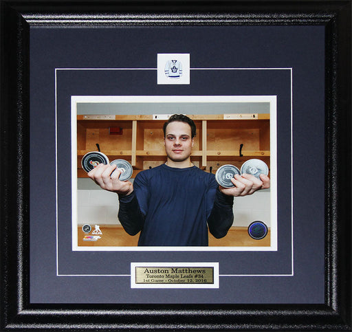 Auston Matthews Toronto Maple Leafs 1st Game 4 Goals Record 8x10 Hockey Frame