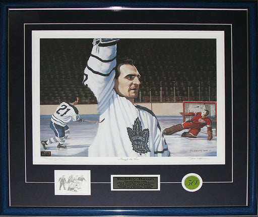 Bobby Baun Toronto Maple Leafs Broken Ankle Goal Signed Painting Hockey Frame
