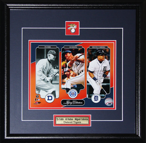 Detroit Tigers Legacy Collection Ty Cobb Al Kaline Miguel Cabrera 8x10 Baseball Frame