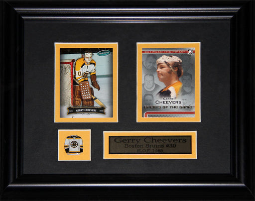 Gerry Cheevers Boston Bruins 2 Card Hockey Memorabilia Collector Frame