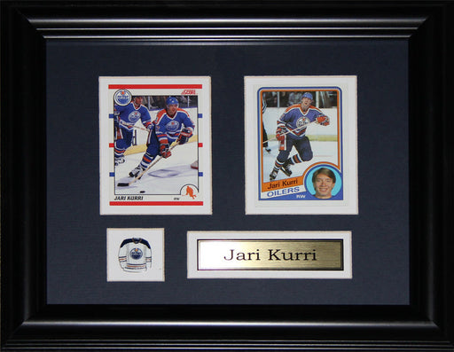 Jari Kurri Edmonton Oilers 2 Card Hockey Memorabilia Collector Frame