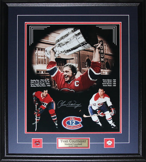 Yvan Cournoyer Montreal Canadiens Hockey Sports Memorabilia Collector Signed 16x20 Collage Frame