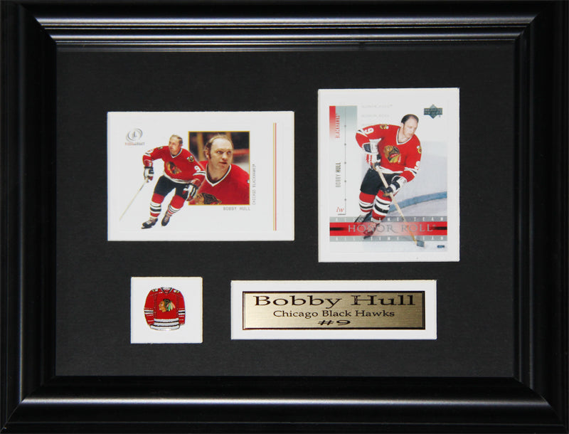 Bobby Hull Chicago Blackhawks 2 Card Hockey Memorabilia Collector Frame