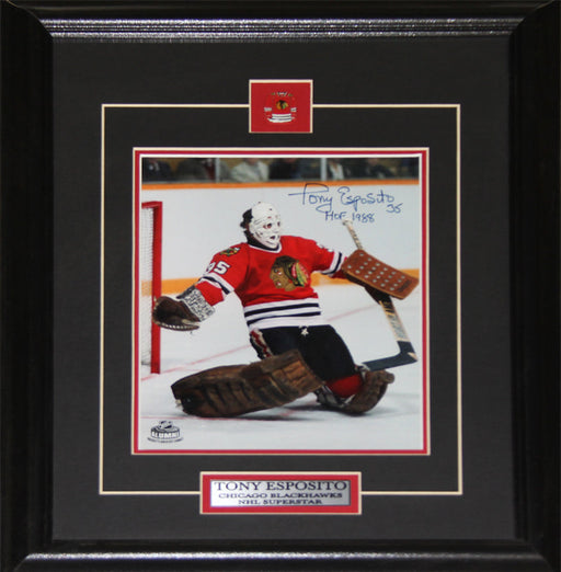 Tony Esposito Chicago Blackhawks Signed 8x10 Hockey Collector Frame