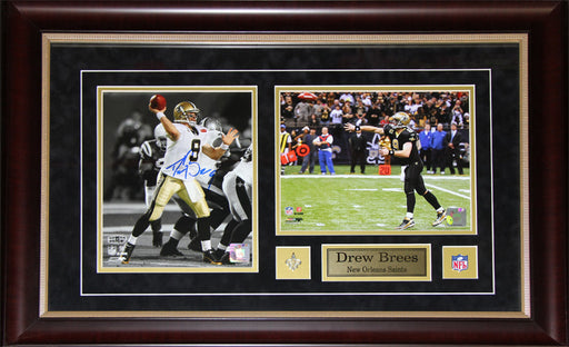 Drew Brees New Orlean Saints 2 Photo Signed Football Collector Frame