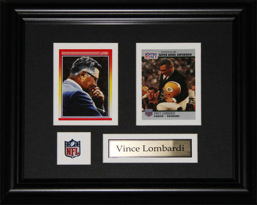Vince Lombardi Green Bay Packers 2 Card Football Memorabilia Collector Frame