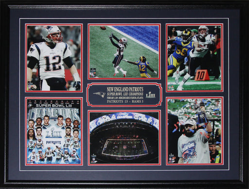 New England Patriots Superbowl LIII Brady Edelman Gronkowski 6 Photograph Football Frame