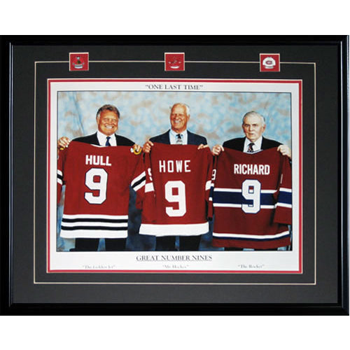 Three Great 9's 16x20 Hockey Memorabilia Collector Frame Howe Richard Hull