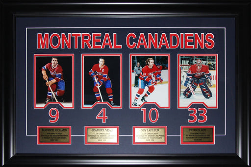 Montreal Canadiens Richard Beliveau Lafleur Roy Etched 4 Photo Hockey Frame