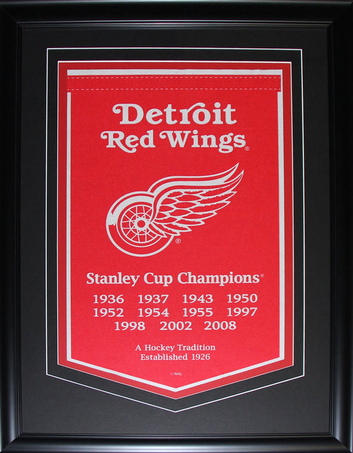 Detroit Red Wings Stanley Cup Champions Felt Banner Hockey Sports Memorabilia Collector Frame