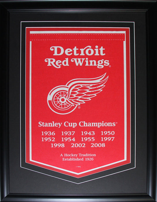 Detroit Red Wings Stanley Cup Champions Felt Banner Hockey Sports Memorabilia Collector Frame