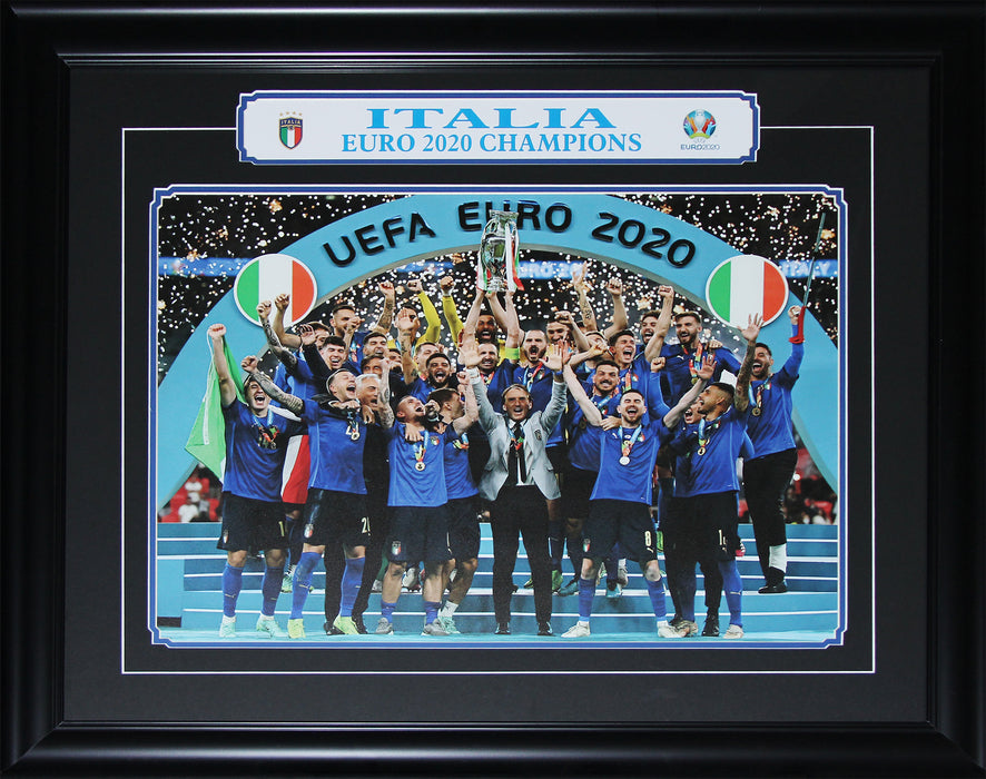 2020 Team Italy Italia UEFA European Euro Cup Champions Soccer Football 16x22 Memorabilia Frame