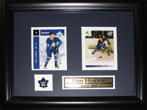 Tim Horton Toronto Maple Leafs 2 Card Hockey Memorabilia Collector Frame