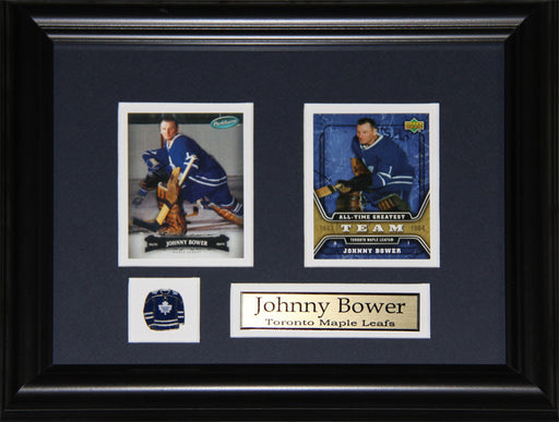 Johnny Bower Toronto Maple Leafs 2 Card Hockey Memorabilia Collector Frame