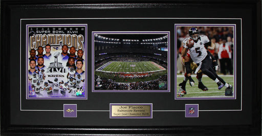 Joe Flacco Baltimore Ravens Superbowl XLVII 3 Photo Football Collector Frame