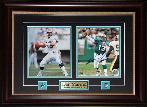 Dan Marino Miami Dolphins Signed 2 Photo Football Collector Frame
