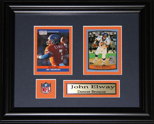 John Elway Denver Broncos 2 Card Football Memorabilia Collector Frame