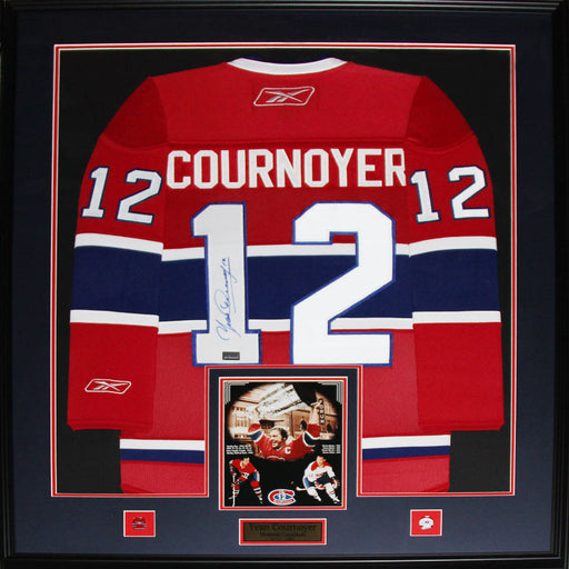 Yvan Cournoyer Montreal Canadiens Signed Jersey Hockey Collector Frame