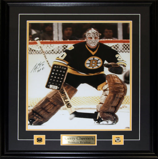 Gerry Cheevers Boston Bruins Signed 16x20 Hockey Memorabilia Collector Frame