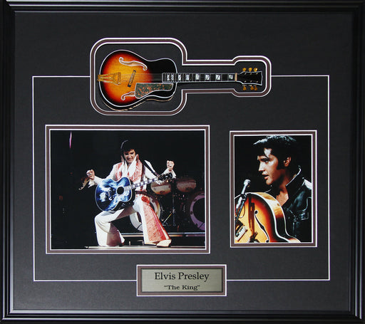 Elvis Presley The King of Rock and Roll Miniature Guitar 2 Photo Collector Frame