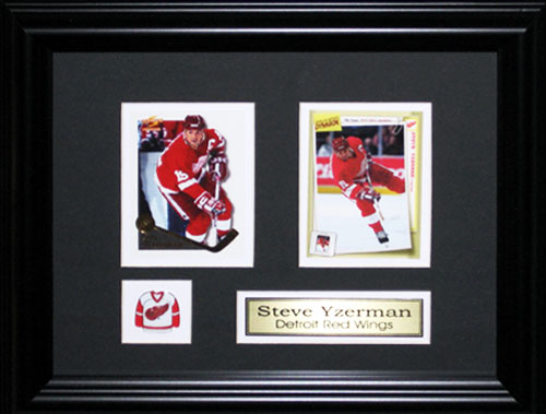Steve Yzerman Detroit Red Wings 2 Card Hockey Memorabilia Collector Frame