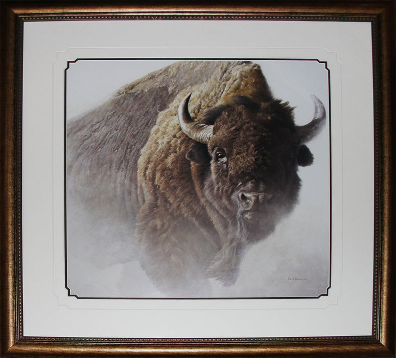 Chief American Bison Buffalo by Robert Bateman Wildlife Fine Art Print in Deluxe Frame Finish