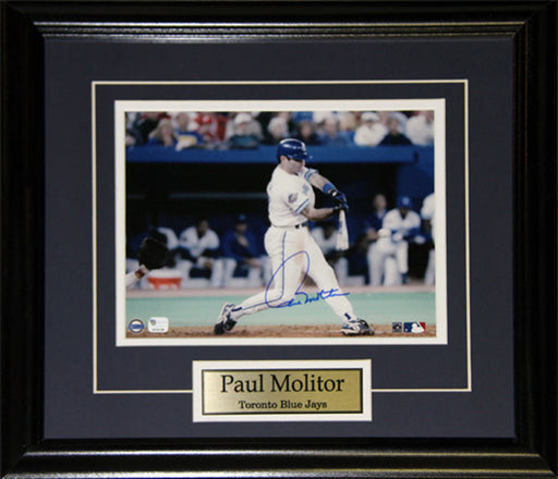 Paul Molitor Toronto Blue Jays Signed 8x10 Baseball Collector Frame