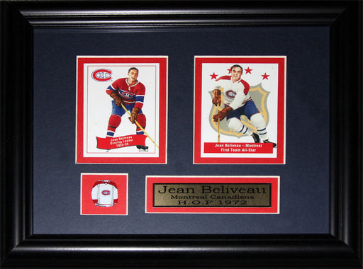 Jean Beliveau Montreal Canadiens 2 Card Hockey Memorabilia Collector Frame