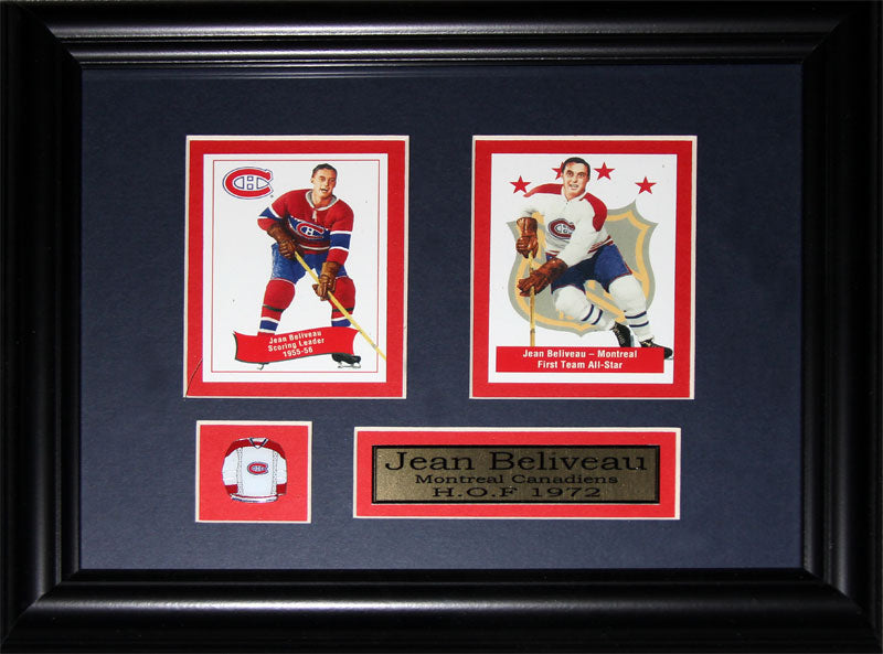 Jean Beliveau Montreal Canadiens 2 Card Hockey Memorabilia Collector Frame