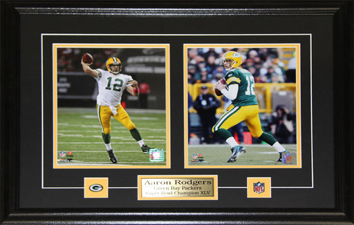 Aaron Rodgers Green Bay Packers 2 Photo Football Memorabilia Collector Frame