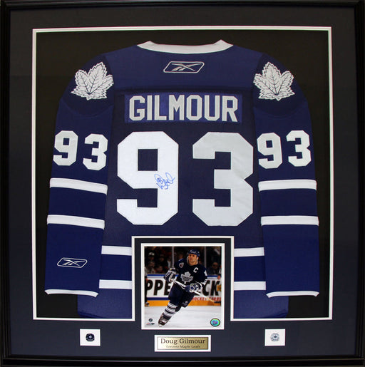 Doug Gilmour Toronto Maple Leafs Signed blue Jersey Hockey Collector Frame