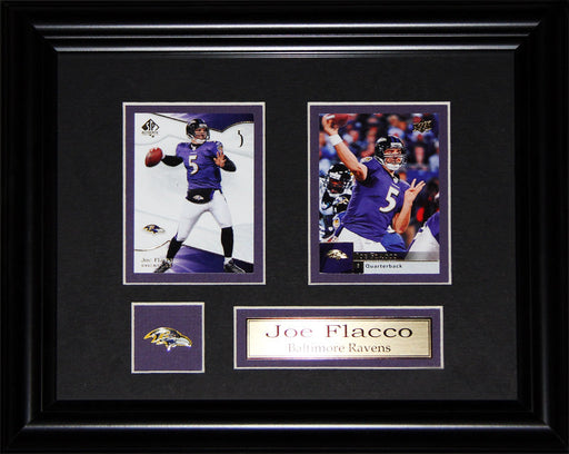 Joe Flacco Baltimore Ravens 2 Card Football Memorabilia Collector Frame