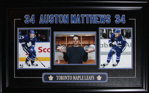 Auston Matthews Toronto Maple Leafs Etched 3 Photo Hockey Collector Frame