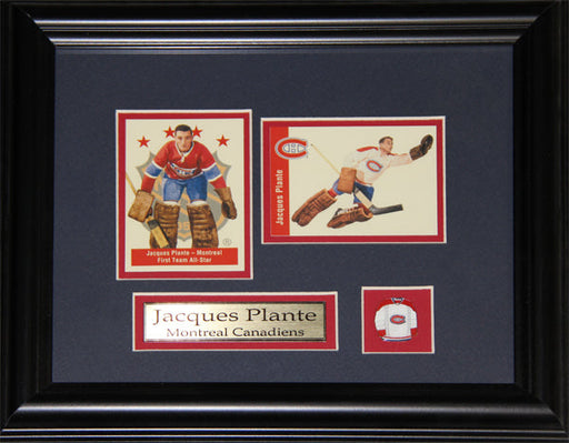 Jacques Plante Montreal Canadiens 2 Card Hockey Memorabilia Collector Frame