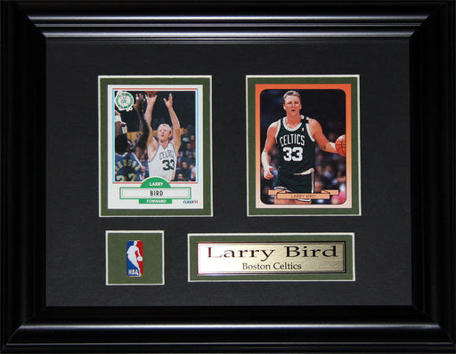 Larry Bird Boston Celtics 2 Card Basketball Memorabilia Collector Frame