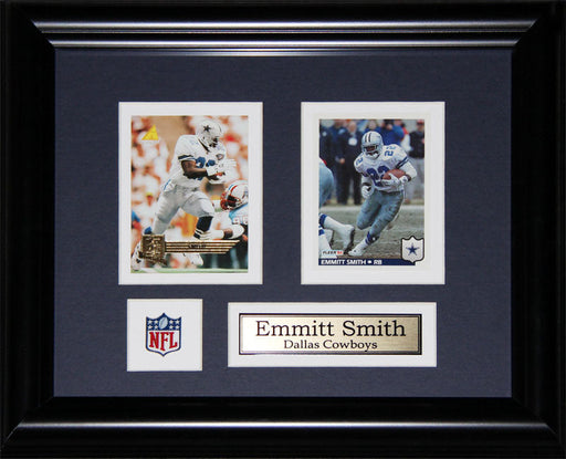 Emmitt Smith Dallas Cowboys 2 Card Football Memorabilia Collector Frame