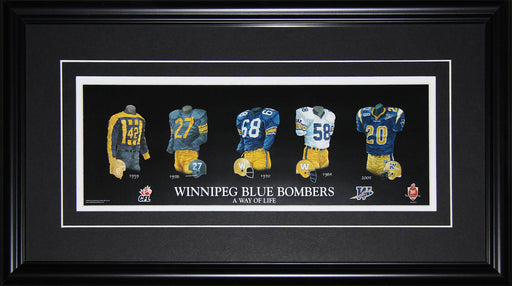 Winnipeg Blue Bombers CFL Football Jersey Evolution CFL Football Collector Frame