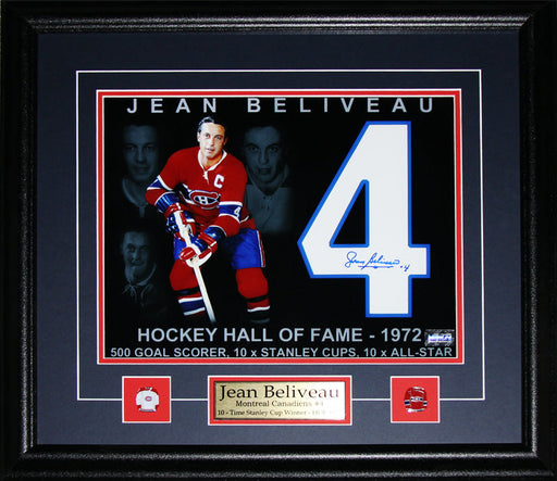 Jean Beliveau Montreal Canadiens Signed 11x14 Hockey Collector Frame